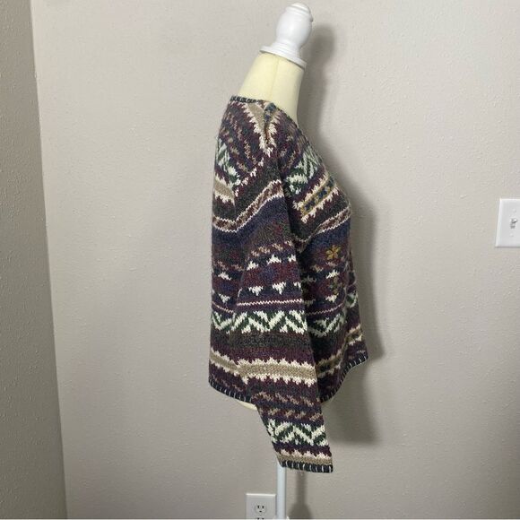 Vintage 80's-90's Studio Works Nordic Fair Isle Knit Wool Sweater Womens Size PS - Picture 11 of 14
